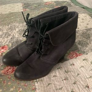 Suede ankle heel boots